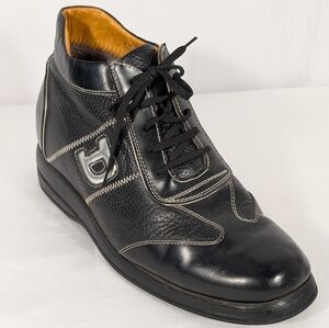 Men's Calden Black Leather Elevator/Lift Shoes Size 7